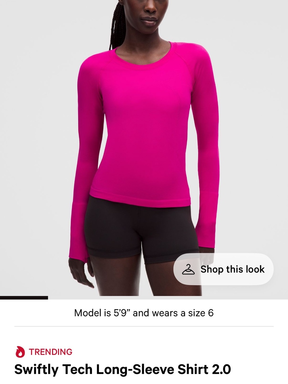 Lululemon Swiftly Tech Long-Sleeve Shirt 2.0 race length jeweled magenta size 6
